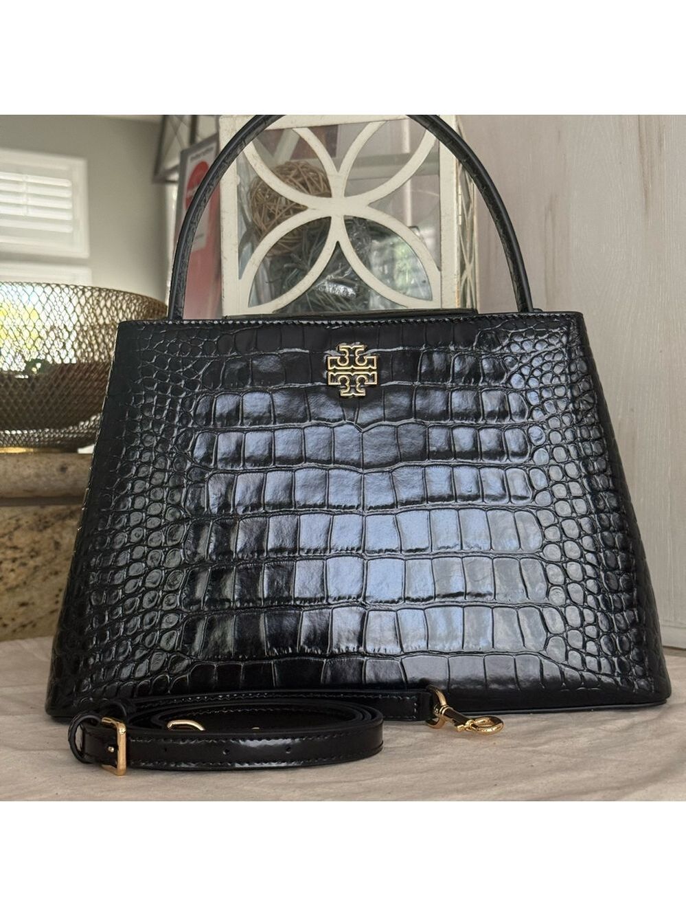 1018$+!! New Tory Burch Britten Black Leather Satchel & Matching Bifold Wallet - Picture 4 of 17